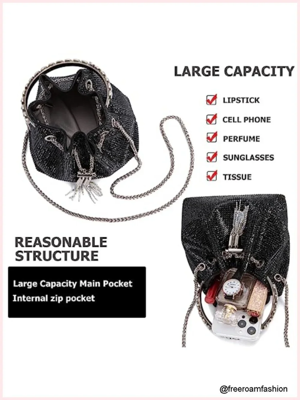 10,000 Crystal Rhinestone Clutch Purse Sparkly Evening Handbag Tassel